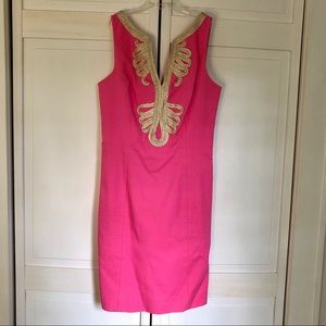 Lilly Pulitzer Pink and Gold Shift Dress